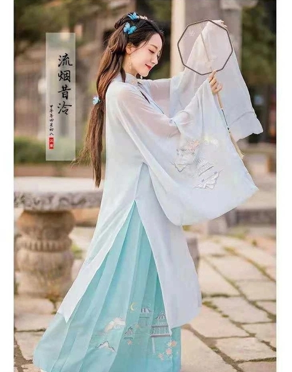 流烟昔泠 朝仙阙 夏款传统原创汉服女广袖立...