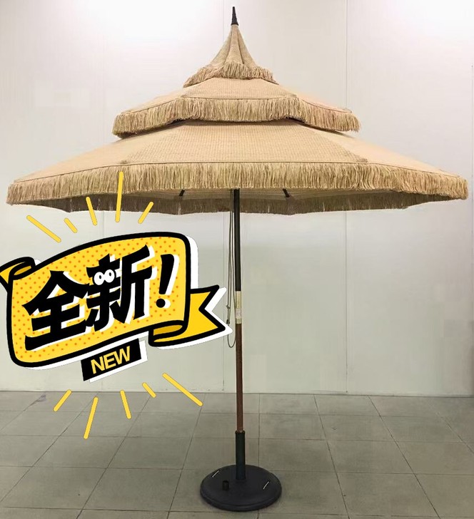 高端欧美出口稻草太阳伞，直径2.7米