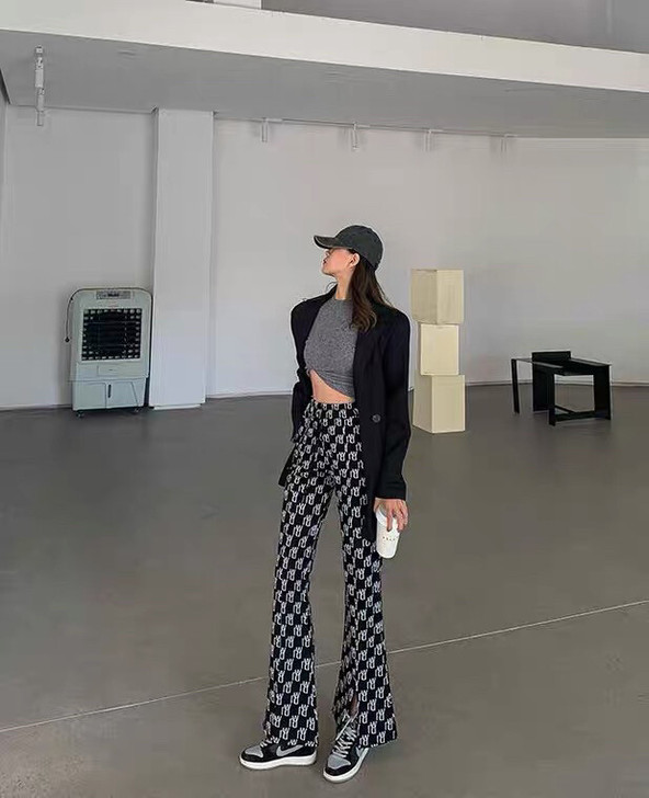 包邮垂感花纹百搭阔腿裤奶奶裤  均码  全新