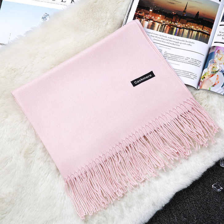 围巾女秋冬季纯色仿羊绒文艺百搭中国红长款春...