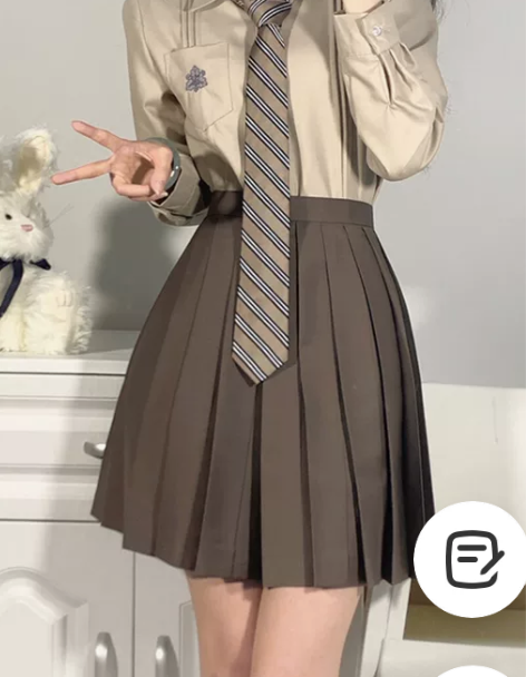 学院风短裙原创正版日系jk长袖衬衫奶茶色百...