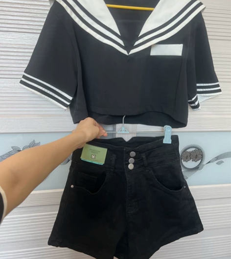包邮出闲置：学院风套装连衣裙少女夏装初高中...