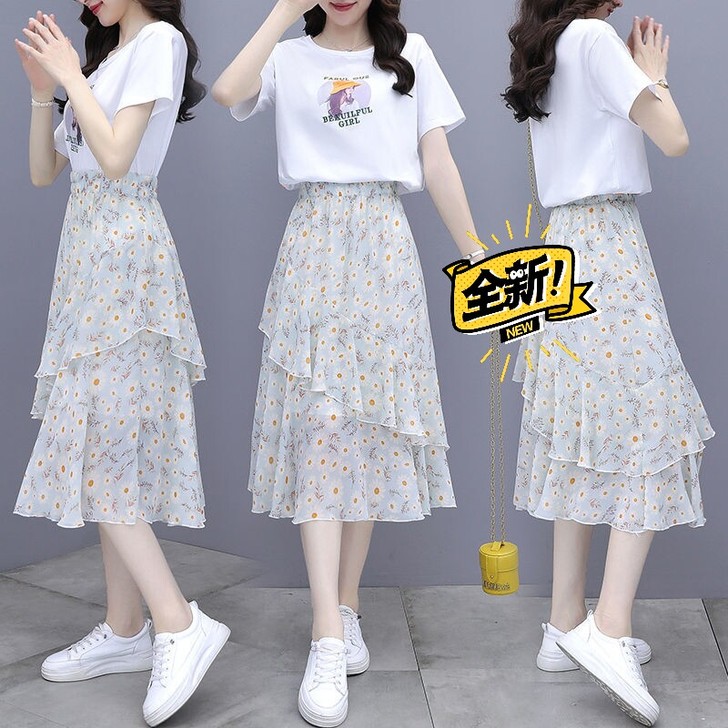 雪纺小碎花连衣裙夏季韩版新款减龄雪纺半身裙...