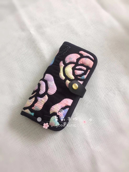 茉莉手作~手工拼布晕染玫瑰长款钱包手工作品...