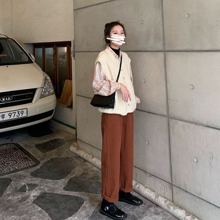 吱呤 高腰阔腿休闲裤2019秋冬新款韩版...