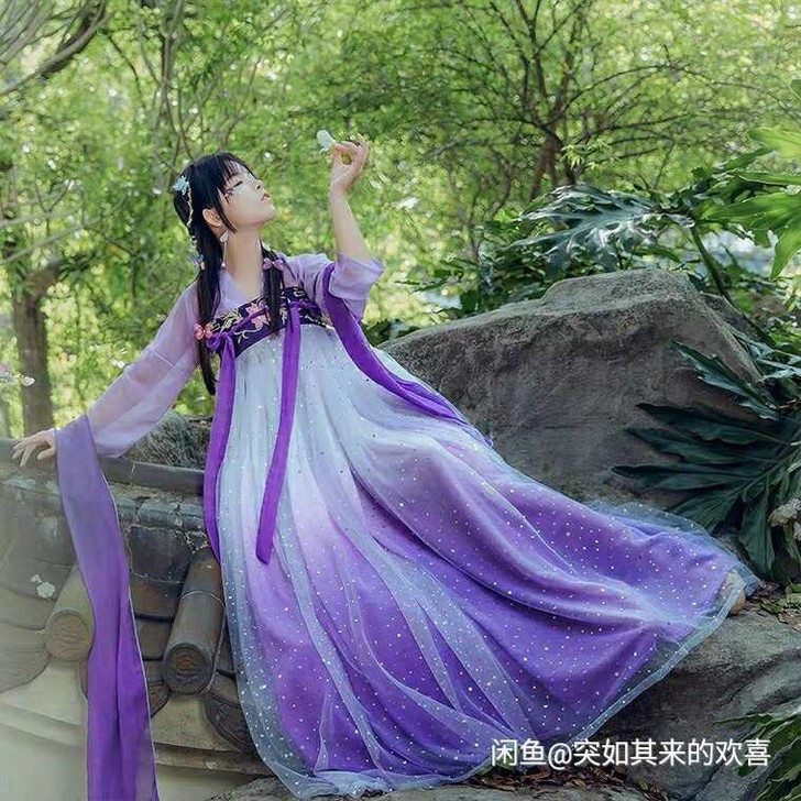 千韵岗原创汉服 星空系列 辰莲鱼梦 两片式...