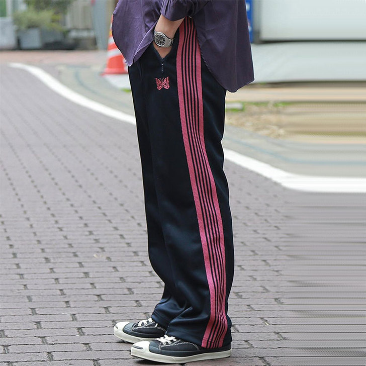 老夫子 needles 粉紫色 蝴蝶刺绣男...