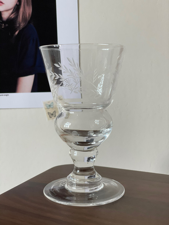 中古刻花玻璃杯vintage酒杯