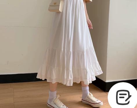 超仙白色大摆裙春季2021新款高腰半身裙女...