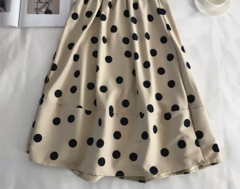复古高腰波点半身裙女大码夏季中长款韩版显瘦...