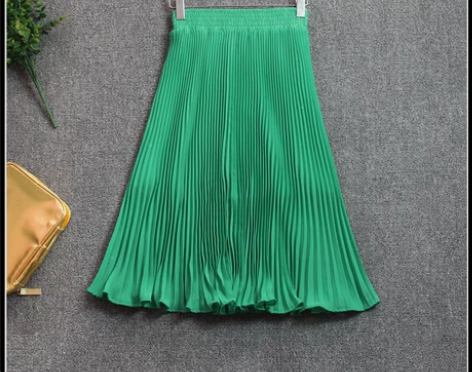 夏季新款雪纺半身裙女气质百搭高腰大摆裙中长...