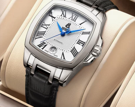 瑞士依波路机械手表商务男士方形真皮表带腕表...