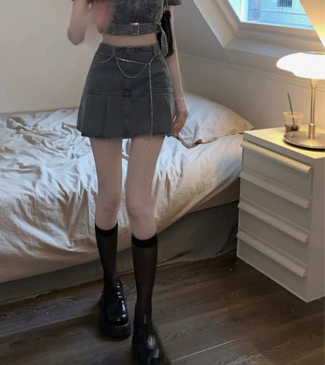 甜辣风设计感牛仔上衣套装女夏季新款纯欲风挂...