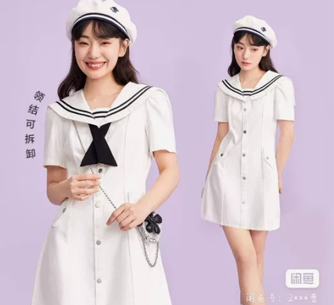 乐町    包邮新品海军风连衣裙 全新有吊...