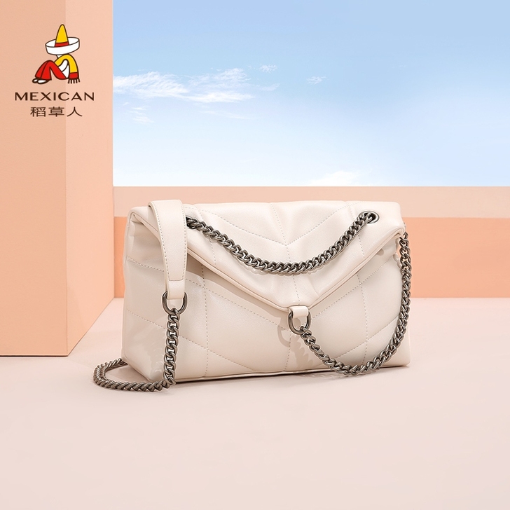 稻草人女士包包2021新款网红洋气链条单肩...