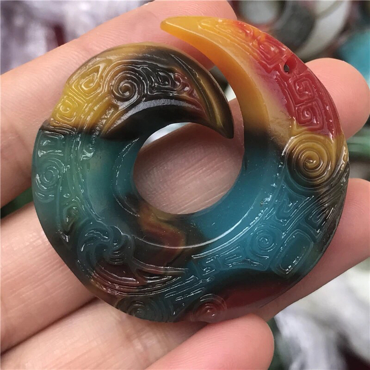 古玩杂项七彩玉石古典玉雕挂件古玉老玉古玉摆...