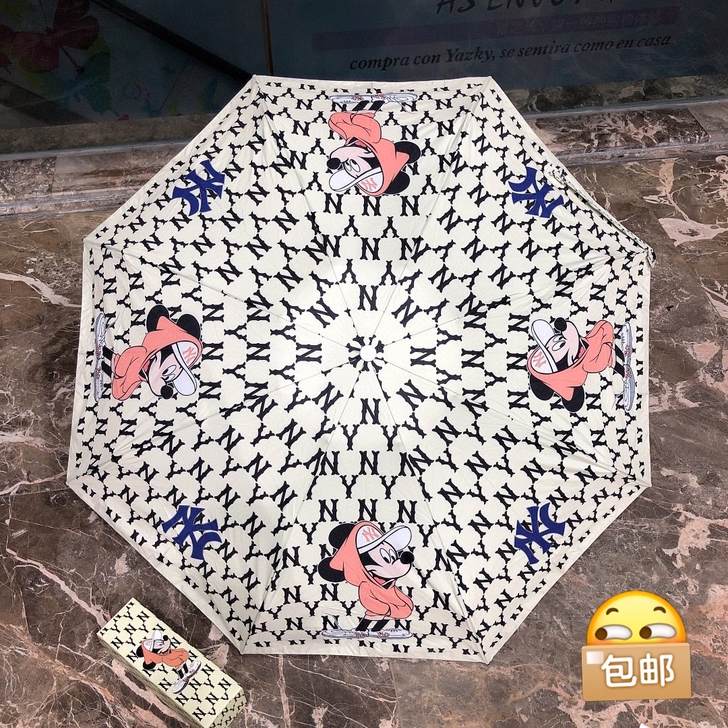 NY五折迷你晴雨两用伞MLB防紫外线防晒遮...