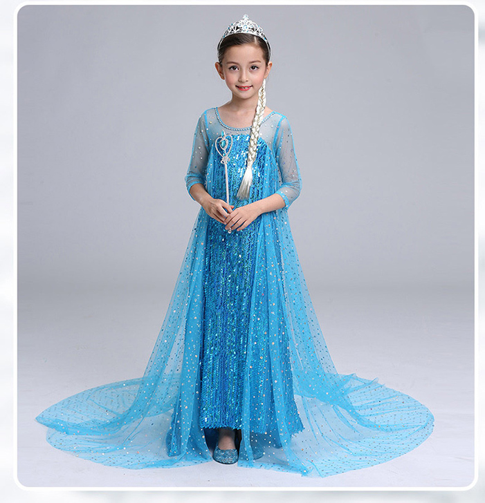 万圣节儿童服装冰雪奇缘迪士尼公主裙女童艾莎...