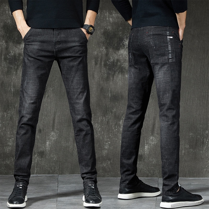 2021夏季弹力牛仔裤男士新款韩版修身小脚...