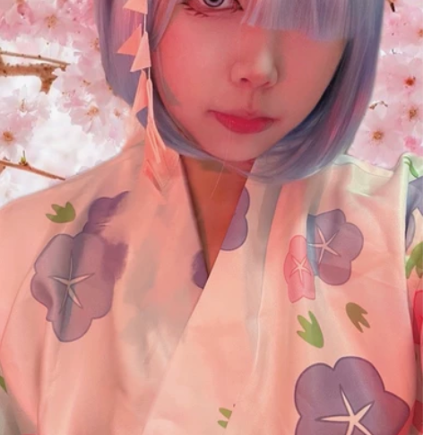 蕾姆cos服浴衣 买回来以后就在家中拍过一...