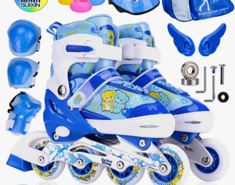 随心溜冰鞋儿童套装 旱冰鞋可调儿童全套装轮...