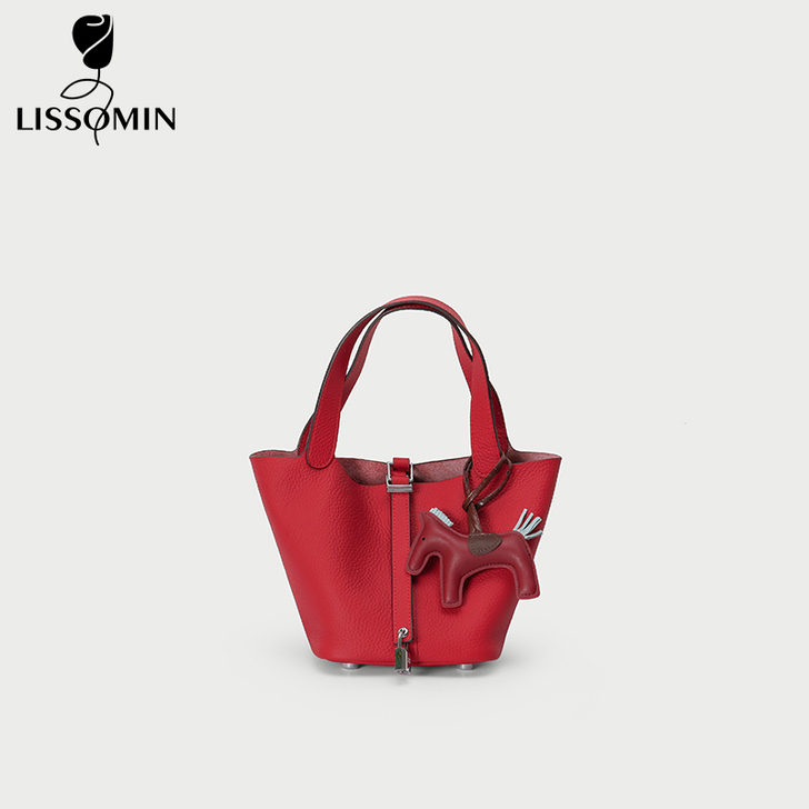 Lissomin红色结婚包包新娘包真皮女包...