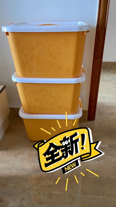 全新【加厚塑料大一号收纳箱3个32元】清仓...