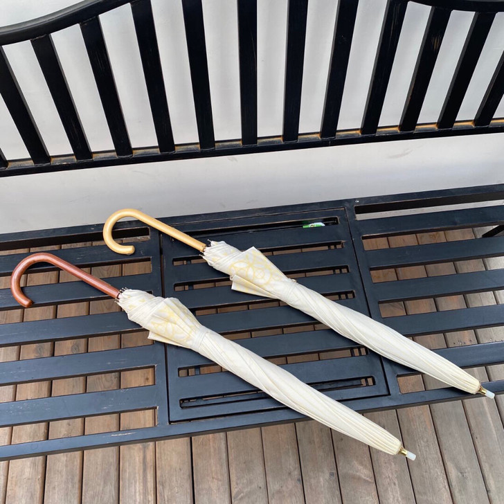 出口日本POLA奶白色小清新烫金条纹木柄安...