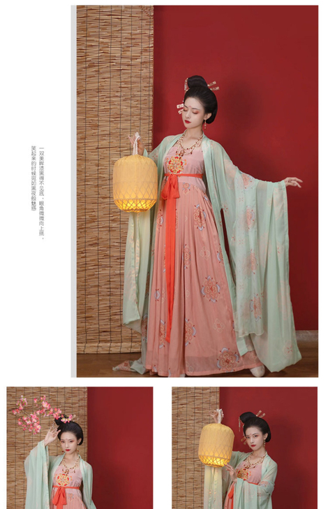 叙世记原创汉服芳华唐风诃子裙齐胸衫裙广袖大...