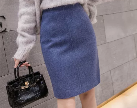 毛呢半身裙秋冬装新款女气质高腰包臀裙中裙修...