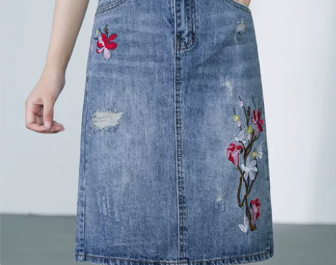 【全新】刺绣半身裙女夏季新款高腰裙女学生小...