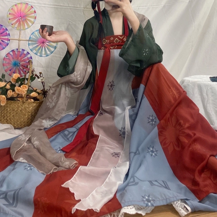 南阁原创【青团儿.红豆糕】唐制复原印花绣花...