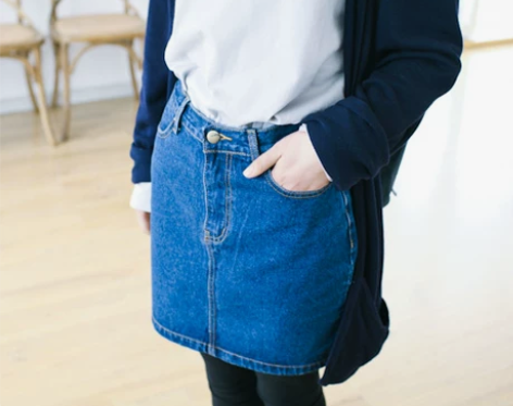 超简洁牛仔包臀裙 中裙 牛仔蓝,M码 九成新