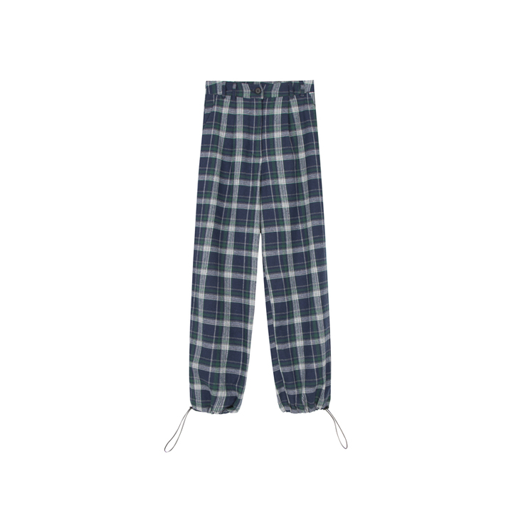 格子裤女束脚2020秋季新款韩版英伦宽松休...