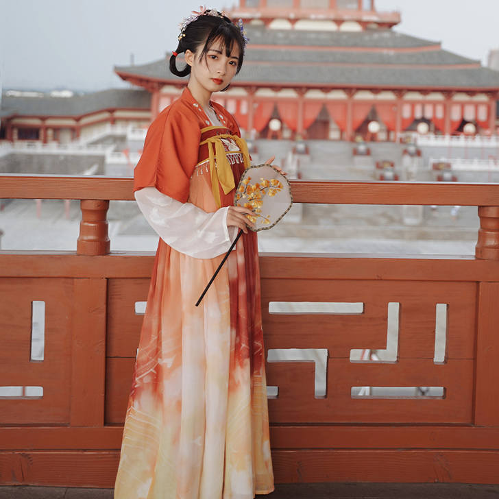 鹿鸣溪原创正品汉服女生唐制齐胸襦裙衫裙《薄...