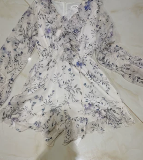 全新 连体裤雪纺荷叶边V领短裤长袖连体裤 ...