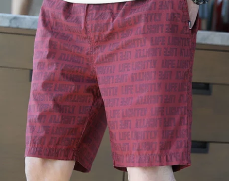 夏季男士短裤纯棉薄款沙滩裤外穿居家宽松印花...