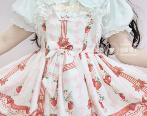 原创八音盒秋Lolita内搭音符刺绣荷叶边...