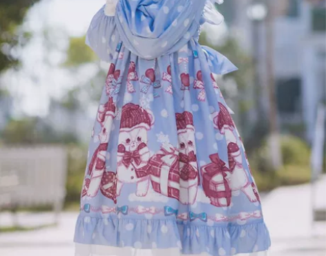 Lolita可爱小熊印花点点熊OP洛丽塔连...