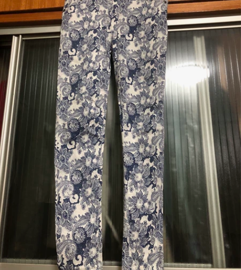 新款简约通勤纽扣拉链中腰显瘦裤子女印花直筒...