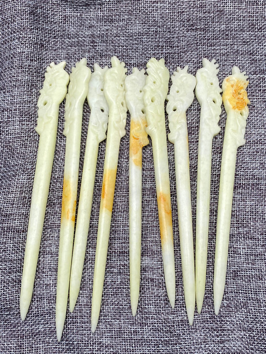 玉石簪子发簪古玉老玉复古岫玉摆件复古玉雕古...