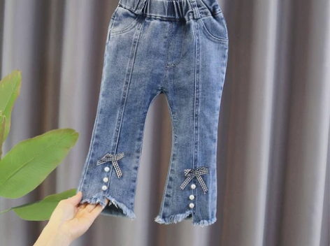 女童裤子新款时尚牛仔裤春款韩版百搭洋气时髦...