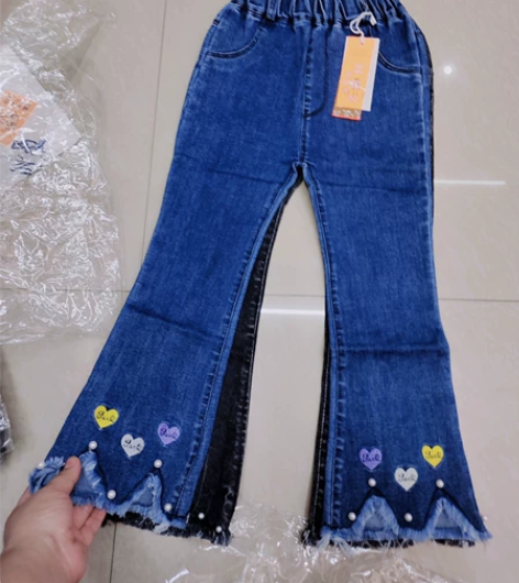 春秋款女童喇叭阔腿裤牛仔裤，高弹力！型正！...