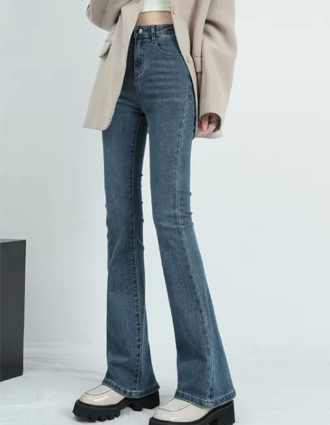 喇叭牛仔裤 牛仔裤喇叭裤高腰微喇裤子女20...