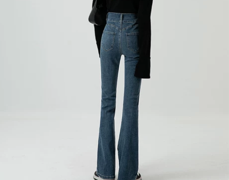 微喇牛仔裤女春装2022年新款春秋高腰显瘦...