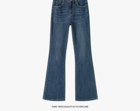 美式复古微喇叭牛仔裤女高腰直筒显瘦大码胖妹...