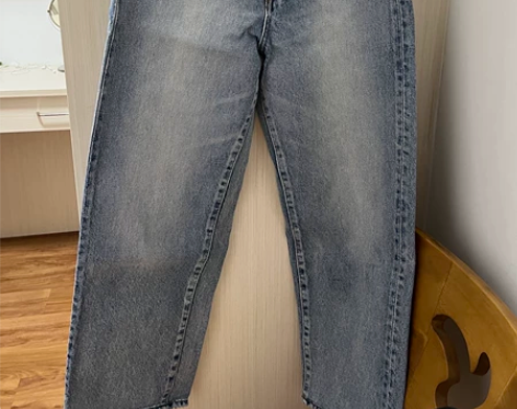 Moussy休闲高腰水洗直筒阔腿牛仔裤01...