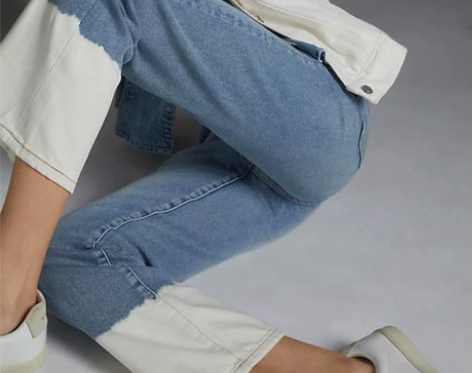 欧美NYC复古浅蓝弹力显瘦高腰微喇牛仔裤女...