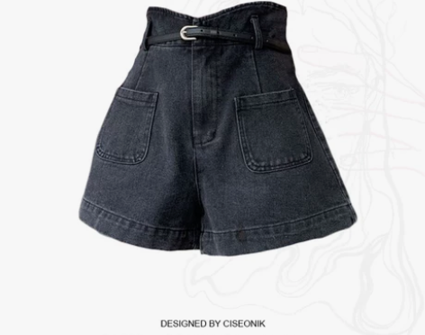 大码胖妹妹美式不规则高腰牛仔短裤女夏季设计...