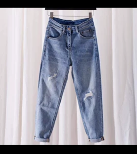 破洞宽松休闲老爹裤，显瘦版型，穿了一次，买...